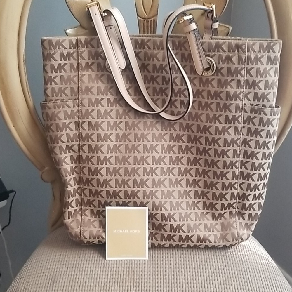 Michael Kors Tan and Brown Monogram Tote
